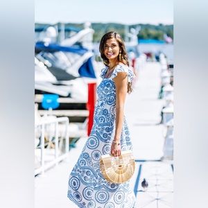 The Lucky Knot Chatham Eyelet Midi Dress